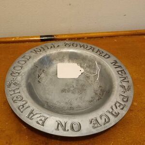 Peace On Earth Metal Tray/ Hammered Metal Tray/ Pewter Style Tray...